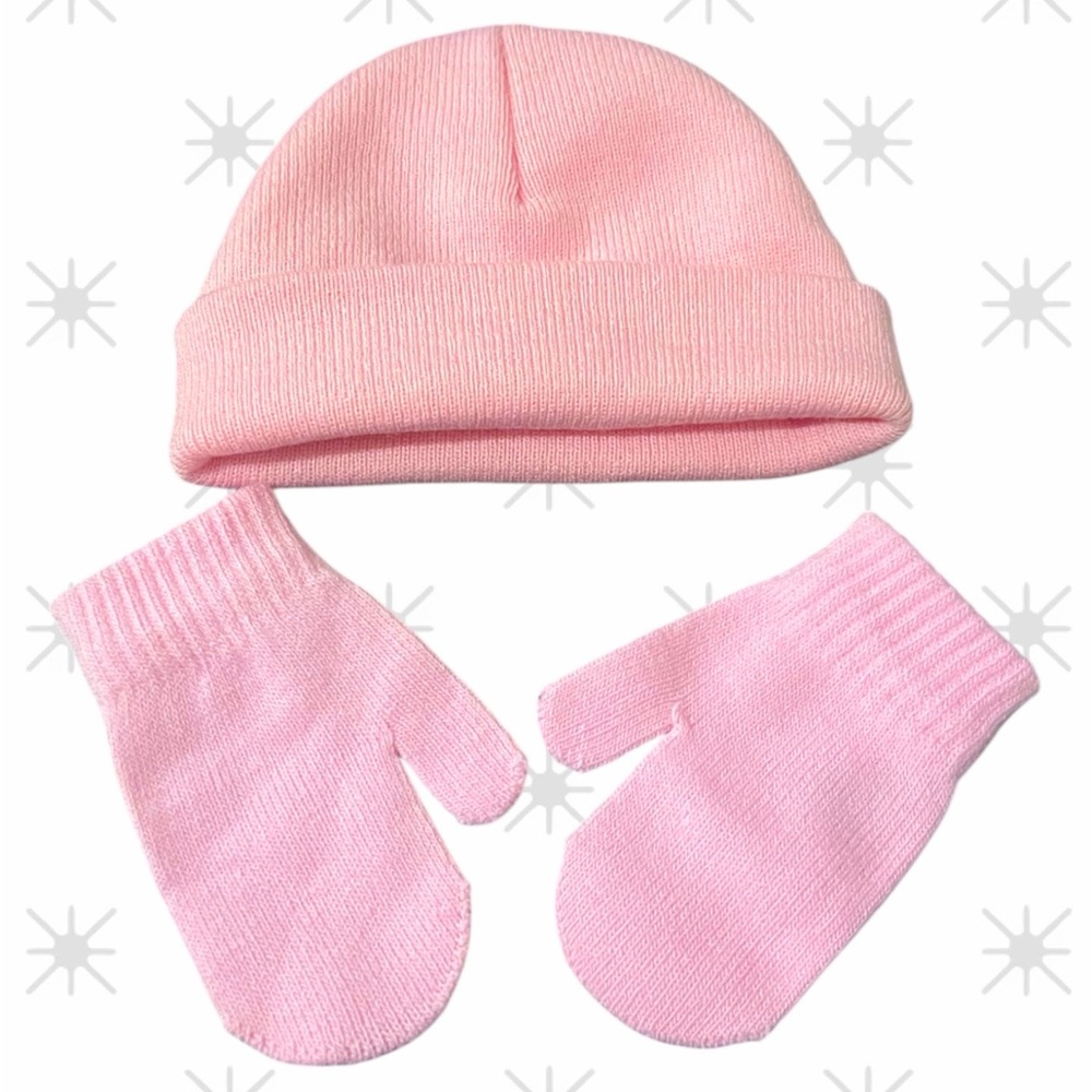 Wonder Nation Soft Pink Hat and Mittens Set